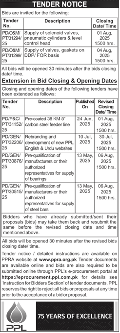 PPL Tender Notice